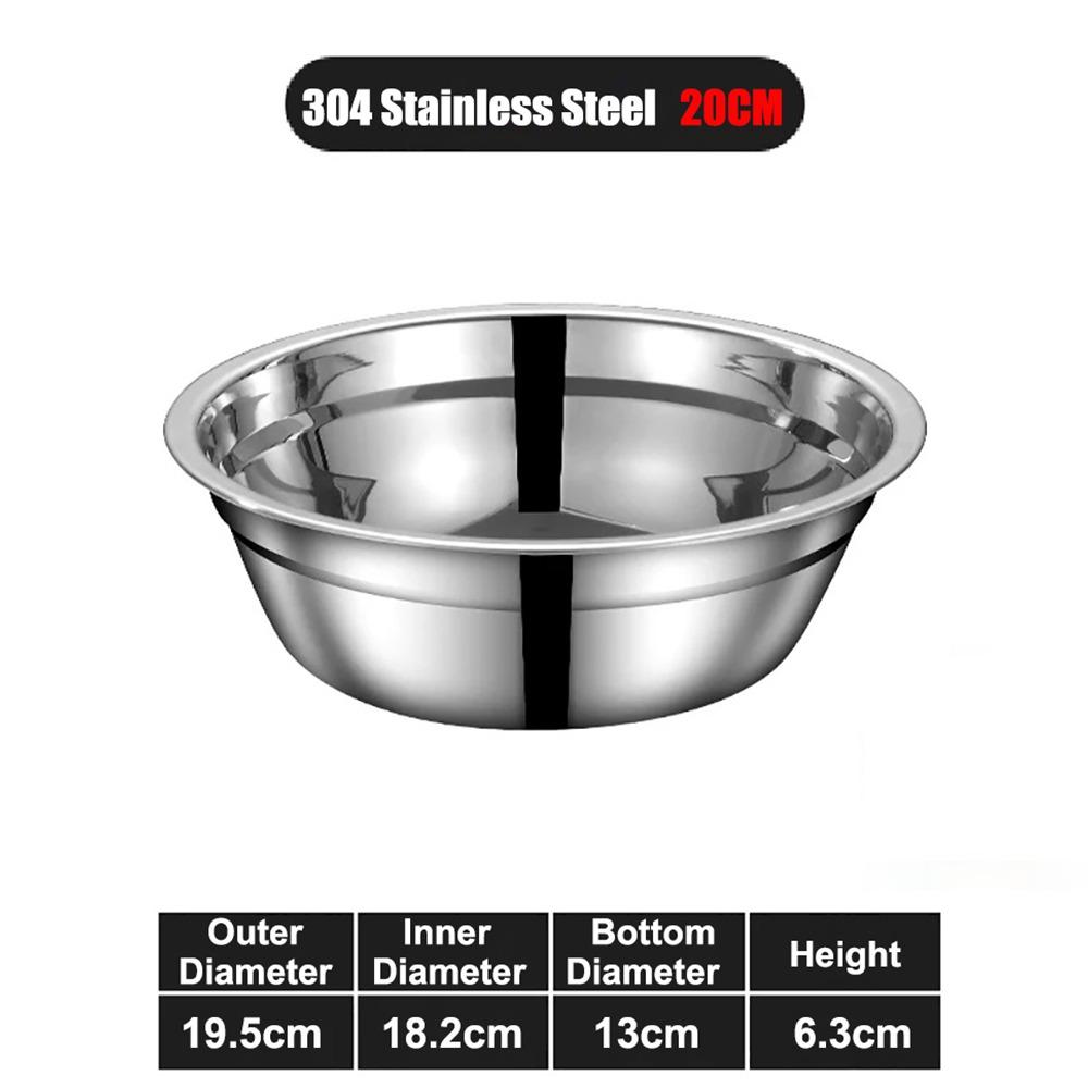 New Round 304 Stainless Steel Bowls Thicken Multiple Sizes Prep Bowls Serving Bowls