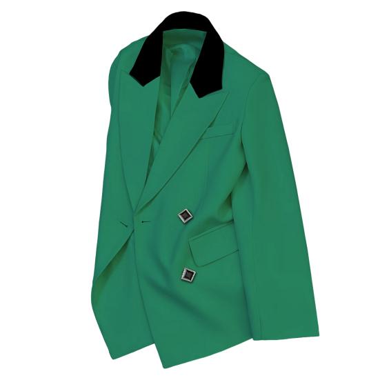 

Женский пиджак с лацканами, длинный рукав, пэчворк, цветной пиджак с карманами-клапанами, свободный крой, повседневная офисная рабочая одежда L