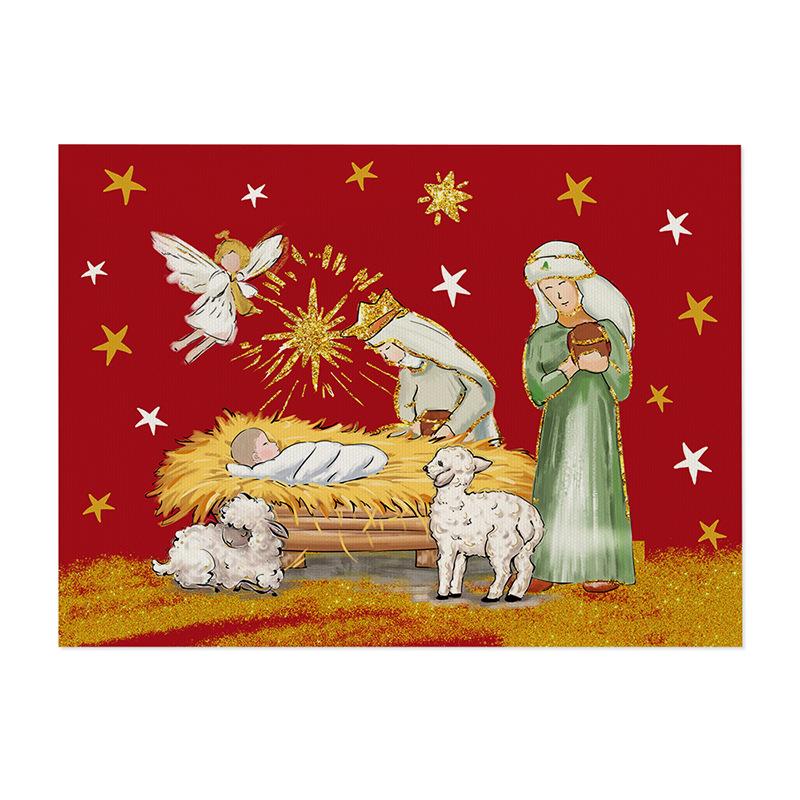 

Рождественские хлопково-льняные салфетки под тарелки, украшение кухонного стола, водонепроницаемая термоизолированная подставка, ресторанная атмосфера, печатные коврики 32X42cm