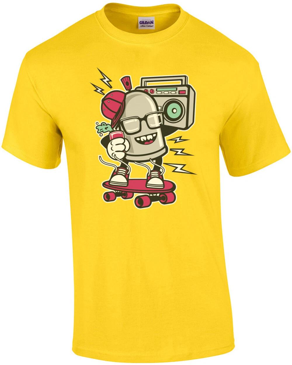 Retro Skating Spraypaint Can With Boombox Graffiti T-Shirt 4XL