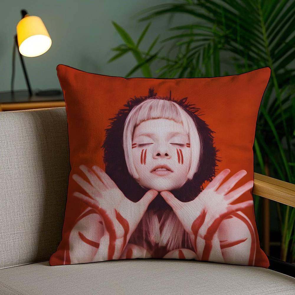 Famous Singer-Aurora-Music Aksnes Pillow Case Anti-dustmite Pillowcase Invisible Zipper Silky Short Plush Sofa Cushion Cover