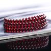 Natural Red Garnet Crystal Bracelet Women 4mm 4-Loop Bohemian Style Handmade Jewelry Birthday Gift