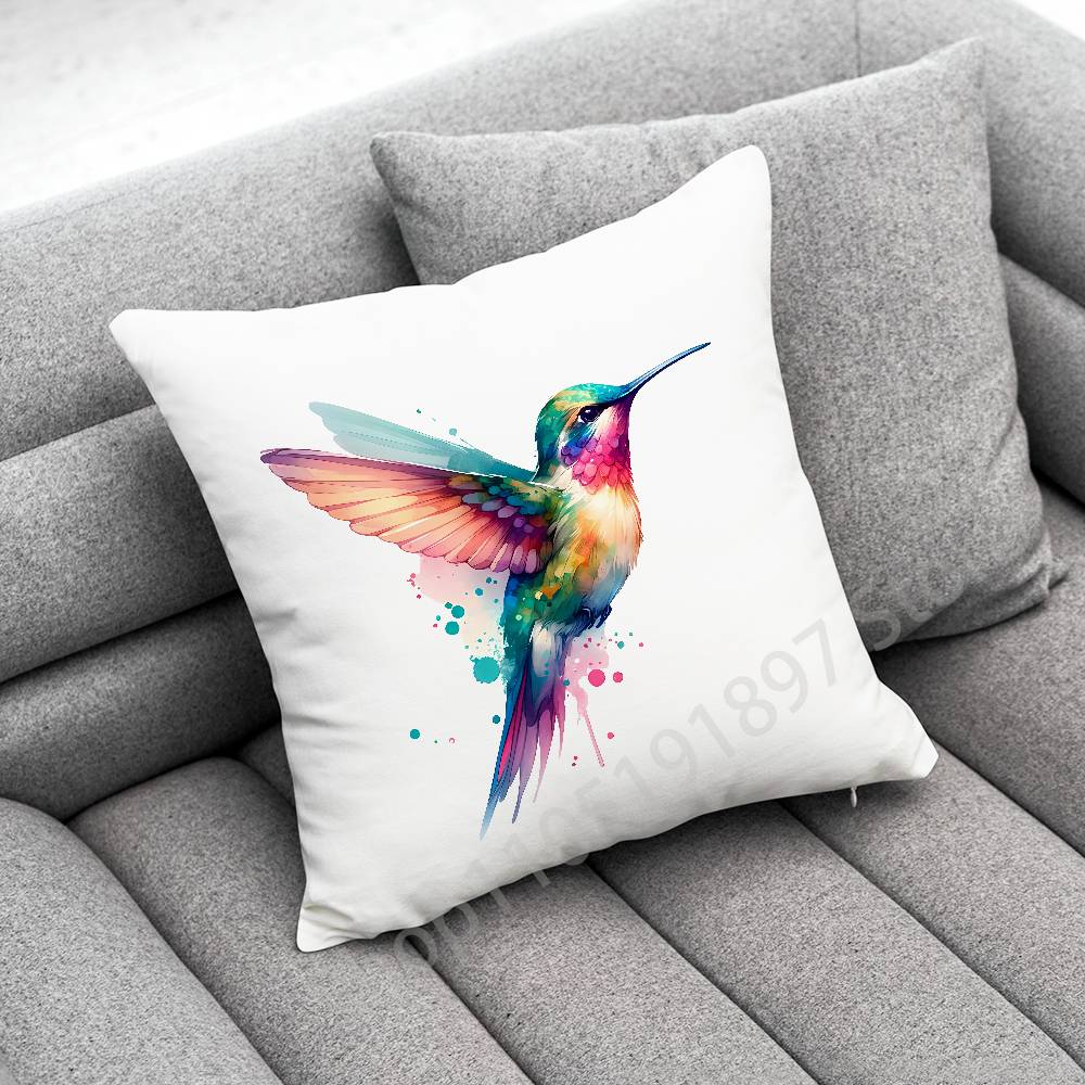 Colorful Bird Hummingbird Throw Pillow Case For 50x50cm 30x30cm 55x55cm 45x45cm 40x40cm Square Bed Pillowcase Cover