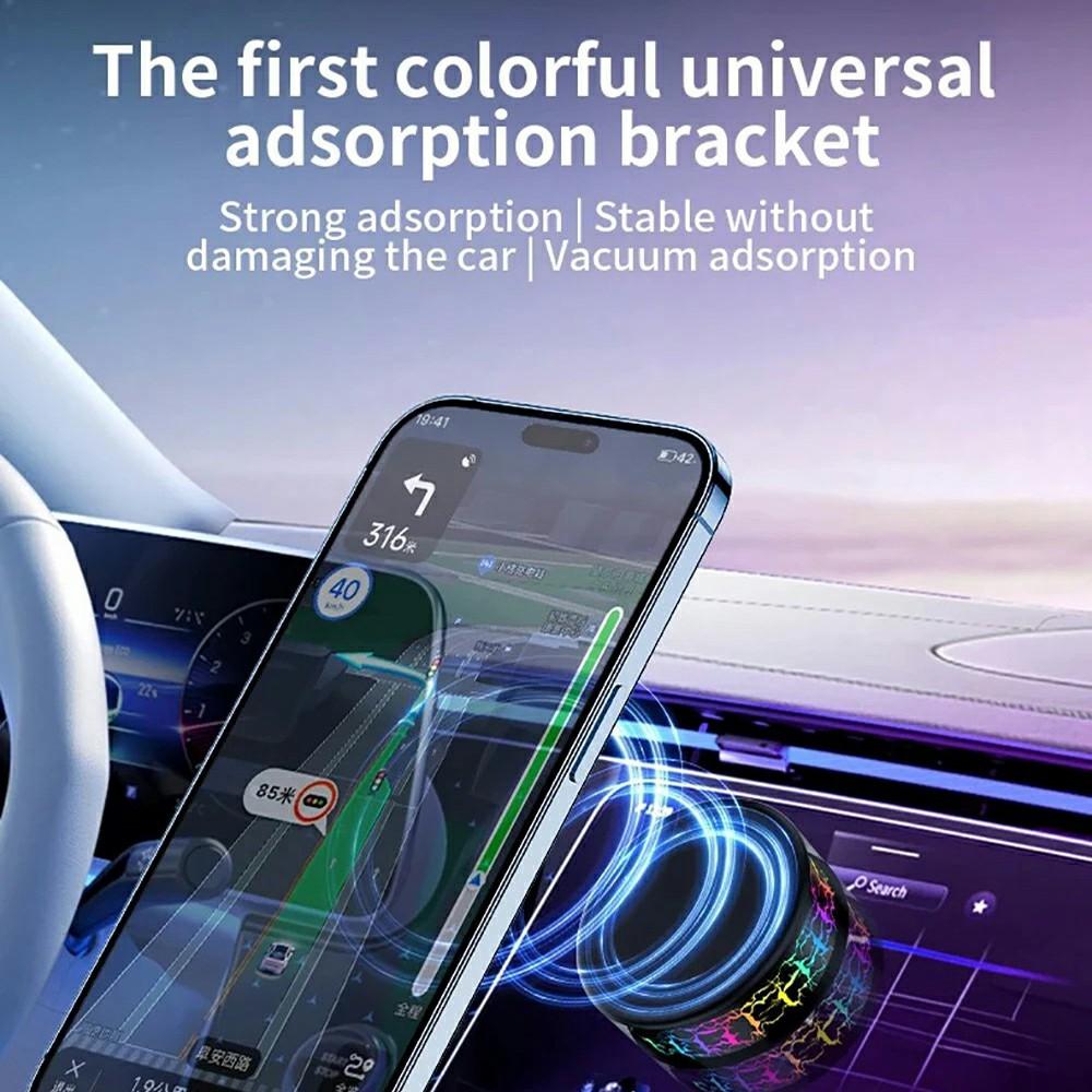 

X12 Magnetic Car Dashboard Phone Holder Navigation Mount Vacuum Suction Cup Stand with Colorful Crackle Light A