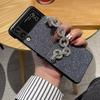 Luxury Bling Black White Love Bracelet Pu Leather Phone Case For Samsung Galaxy Z Flip 4 Hand Chain Z Flip 3 Z Flip 5g Cover