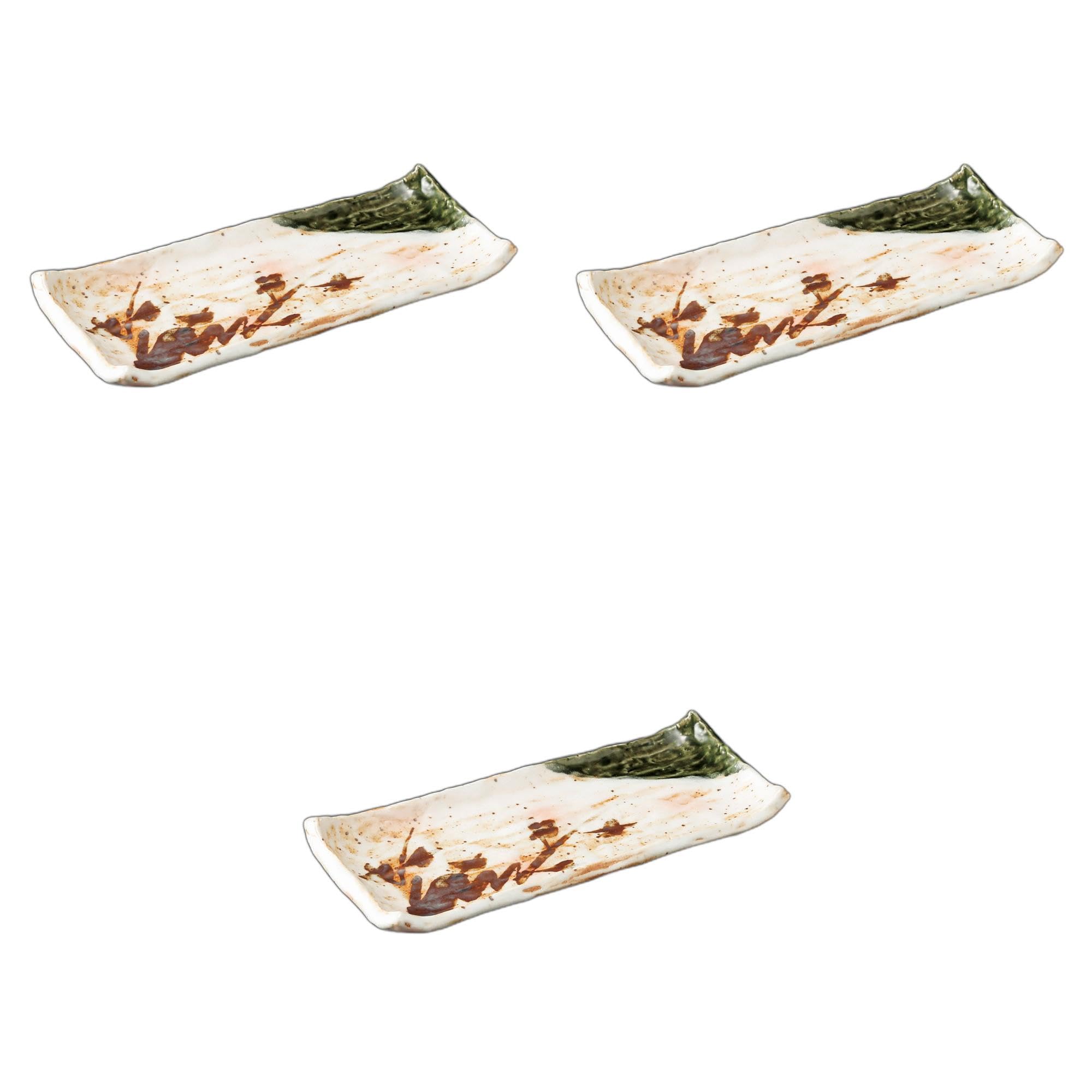 

Set of 3 Oribe Antique Wood Pottery Plates x x Pottery Setomonohonpo [26 11.5 2.5cm] Plates, Ceramic,