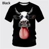 Fun Cartoon Cow Pattern Men Cute Animal 3D Printed Summer Casual Short Sleeve O-Neck Loose Street