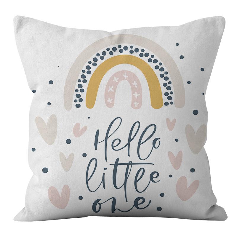 New Small and Fresh Rainbow Printed Pillowcase Home Petal Velvet Pillow Cushion Cover
