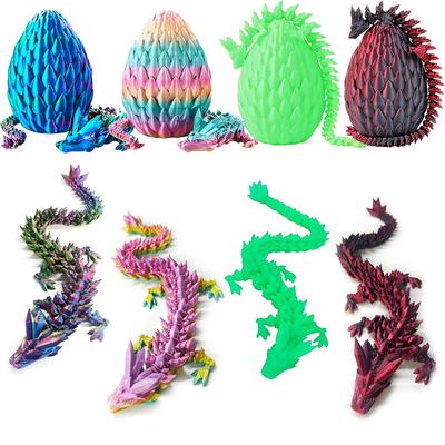 3D Printed Dragon Egg with Dragon Full Articulated Dragon Modle Movable Rotatable Articulated Desktop Ornament Kid Toy