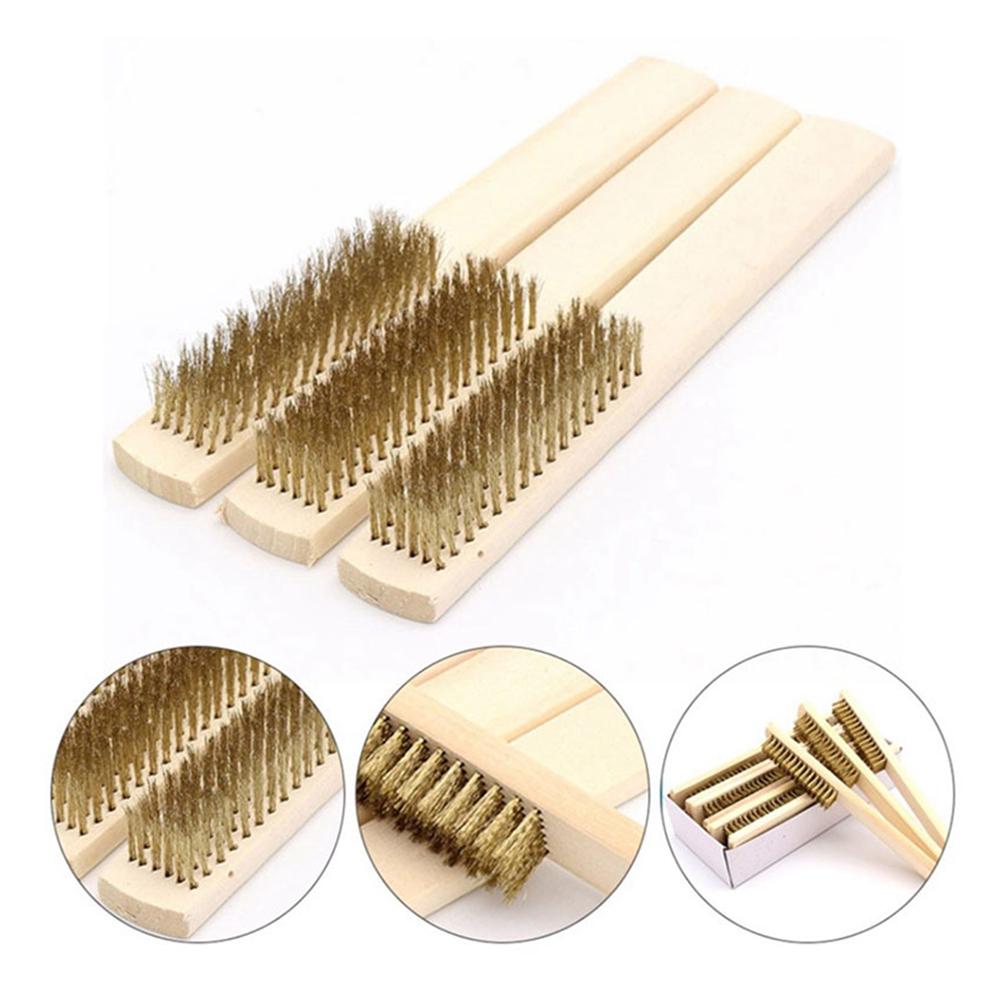 

Щетка из стальной проволоки с медным покрытием и деревянной ручкой для домашней щетки для ручной чистки и инструмента для удаления ржавчины