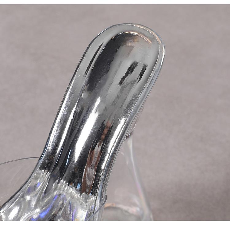 Women's Ultra-high Heels Flower Thick Heels Transparent Thick Soled Crystal Heel Sandals 17.5 Heels