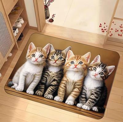 Felpudos suaves con diseño de mapache, flores y gatos, para baño, dormitorio, sala de estar y decoración de interiores.