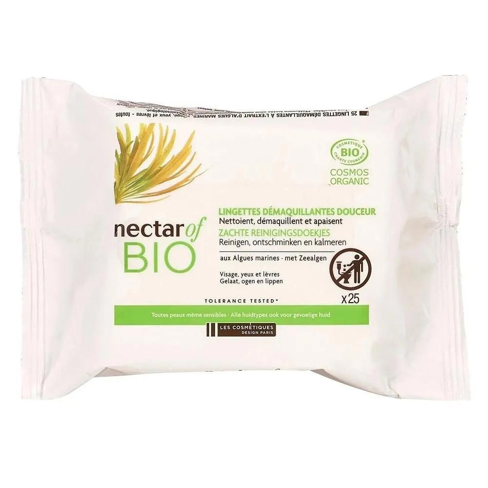 

Влажные салфетки NECTAR OF BIO для снятия макияжа, 25 шт. (4 упаковки) Нектар Био Органические Салфетки для Снятия Макияжа с Лица, Глаз и Губ
