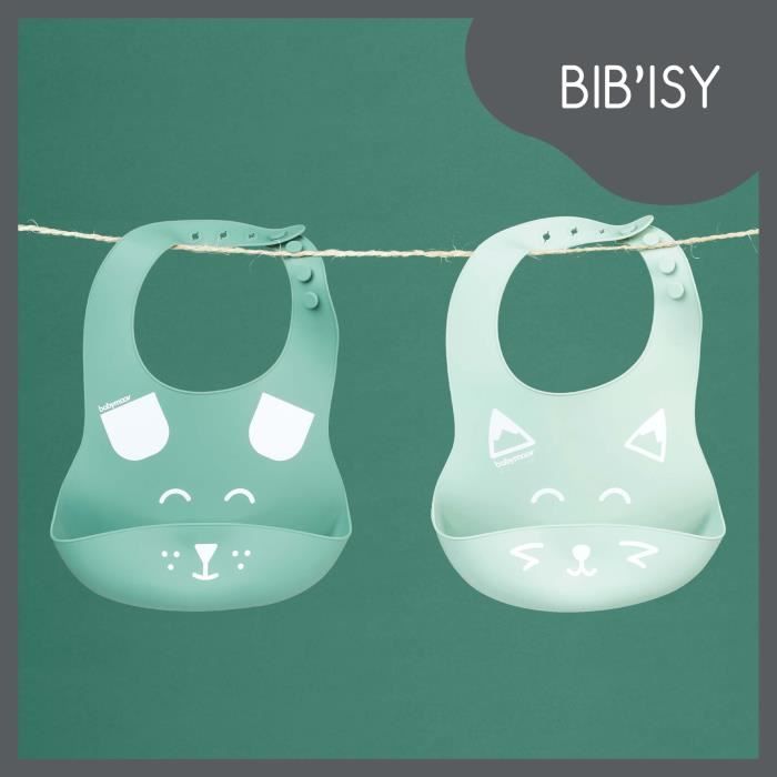 Babymoov Set of 2 BIB'ISY Silicone Bibs, with Belly Pocket