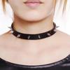 Cool Black Metal Buckle Zinc Zinc Alloy Women PU Leather Metal Spike Necklace Clavicle Chain Necklace Jewelry
