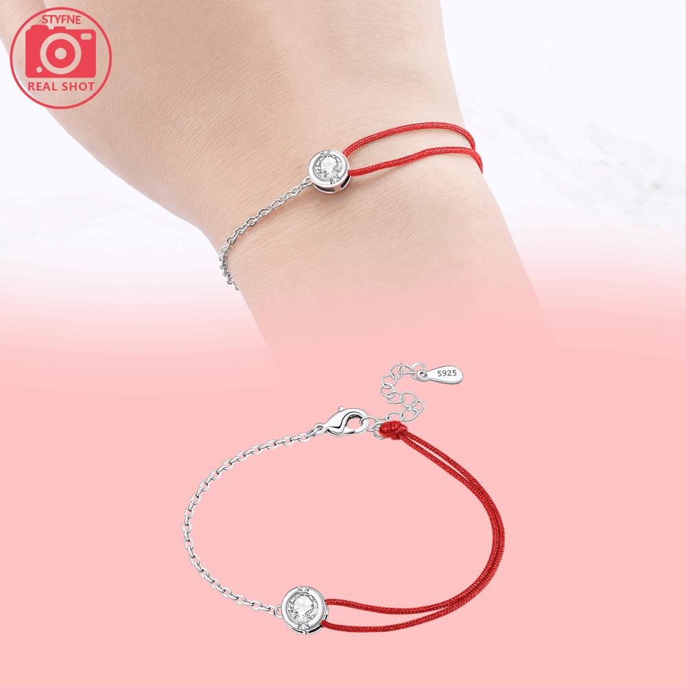 Authentic copper Asymmetric White Zircon Black String Bracelets Anniversary Valentines Gift Bracelets Jewellery Accessory