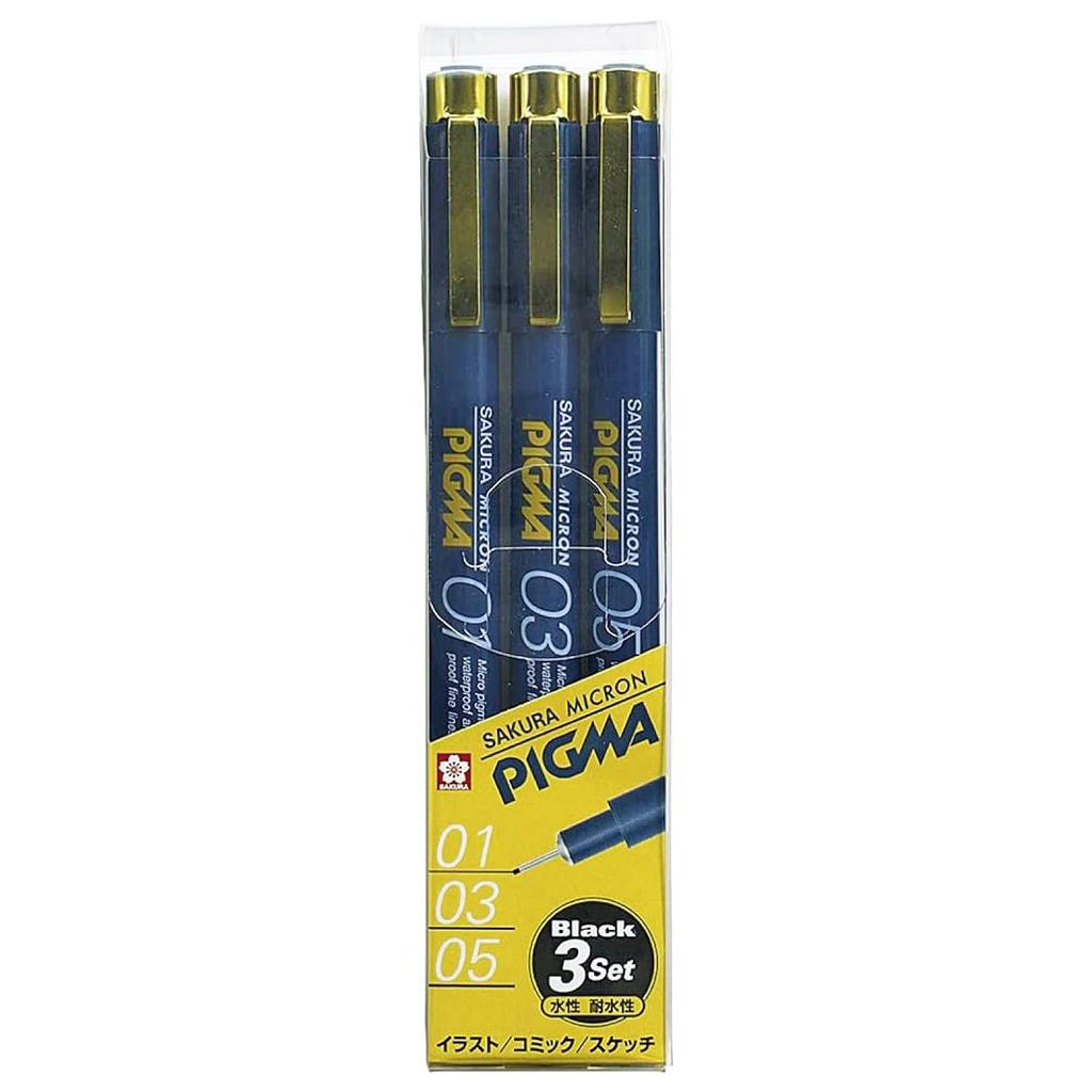 Sakura Craypas Water-based Pen Pigma Black 3-piece Set ESDK-3A