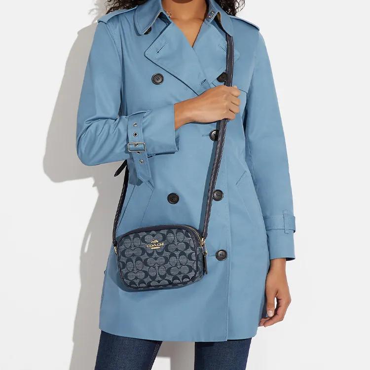 Coach Jamie Chambray Leather Shoulder Bag , Crossbody Bag Mini Women's Denim Blue (Unisex) Crossbody Bags CH840 IMDEI