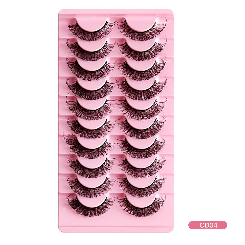10 Pairs Of False Eyelashes, Large Curls, Natural Chemical Fiber Curls, Thick And Natural Eyelashes