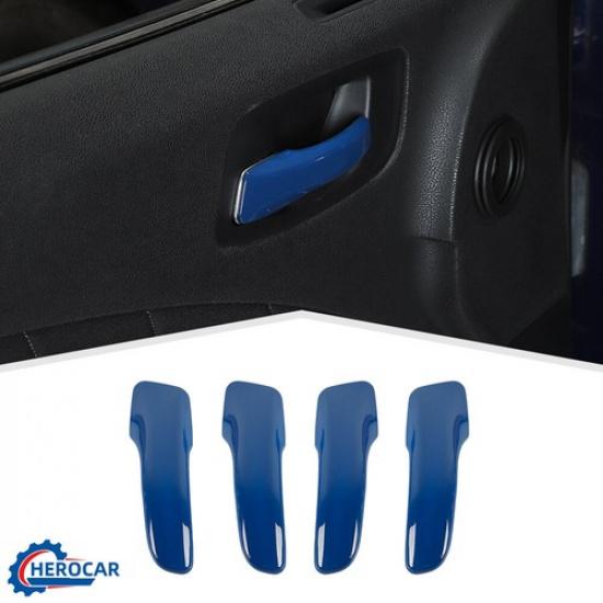 4Pc Blue Inner Door Handle Panel Decor Cover Trim Access For 2011+ Dodge Charger
