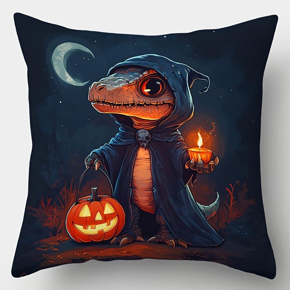 

Декор для дома Милый динозавр с фонарями на Хэллоуин Узор Наволочка для подушки Подходит для дивана Спальни Автомобиля 40x40cm