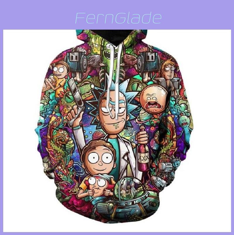 Mode Neu Damen Herren Rick Und Morty 3D Druck Lässig Hoodie Sweatshirt Oberteile