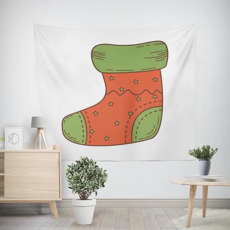 Christmas New Year Socks Pattern Living Room Bedroom Decorative Tapestry