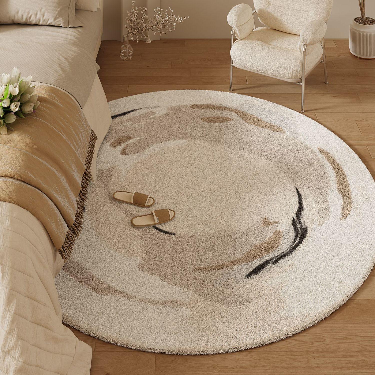 

Круглый ковер для гостиной в китайском стиле, толстый диван, журнальный столик, коврик для спальни, плюшевый напольный коврик у кровати 120 x120cm