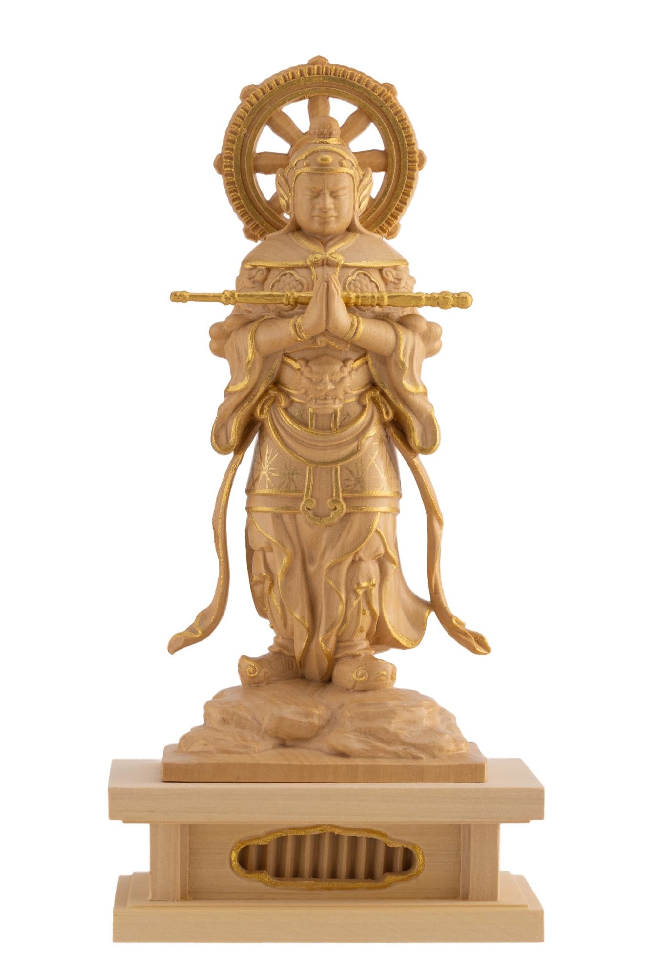 

Маленький Будда Идатэн 12 см Деревянное украшение Будда Идатэн (дерево самшит, отделка золотой пылью) - статуя, фигура, резьба, (ГСБ