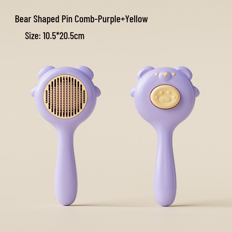 One-Button Pet Hair Removal Comb - Automatic, Portable Grooming Brush for Cats & Dogs