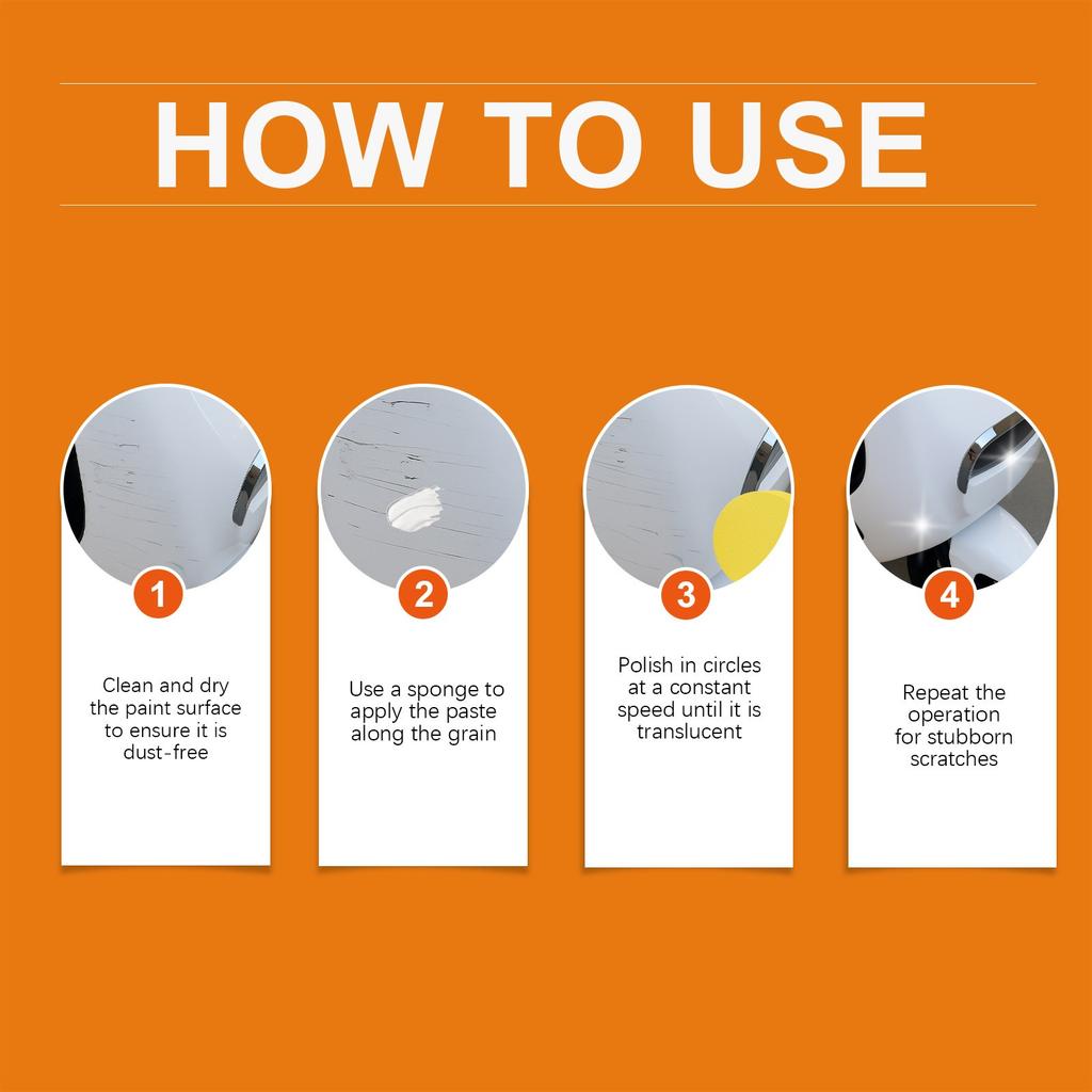 Bilreparationspasta för repor, Förbättrar smårepor, Bilfärgsvårdspasta för uppfräschning, Lämplig för bilfärg i flera färger
