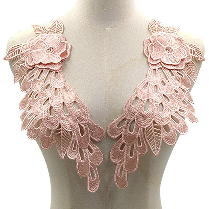 Water-soluble lace collar, polyester silk embroidered corsage, three-dimensional hollow pair, decal, wing DIY accessories