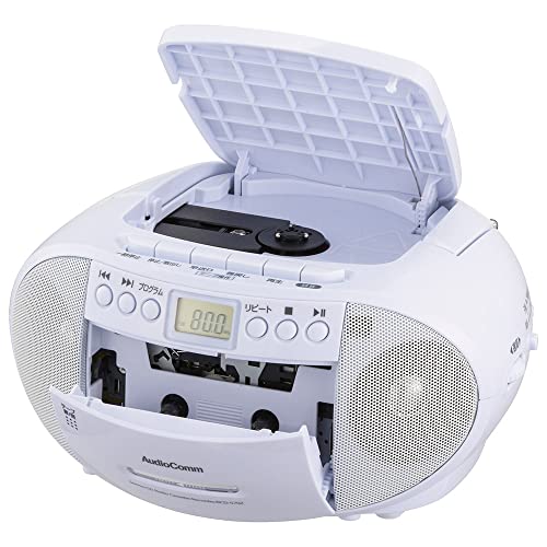 OHM Electric AudioComm CD Radio Cassette Recorder, White, RCD-570Z-W, 03-0772