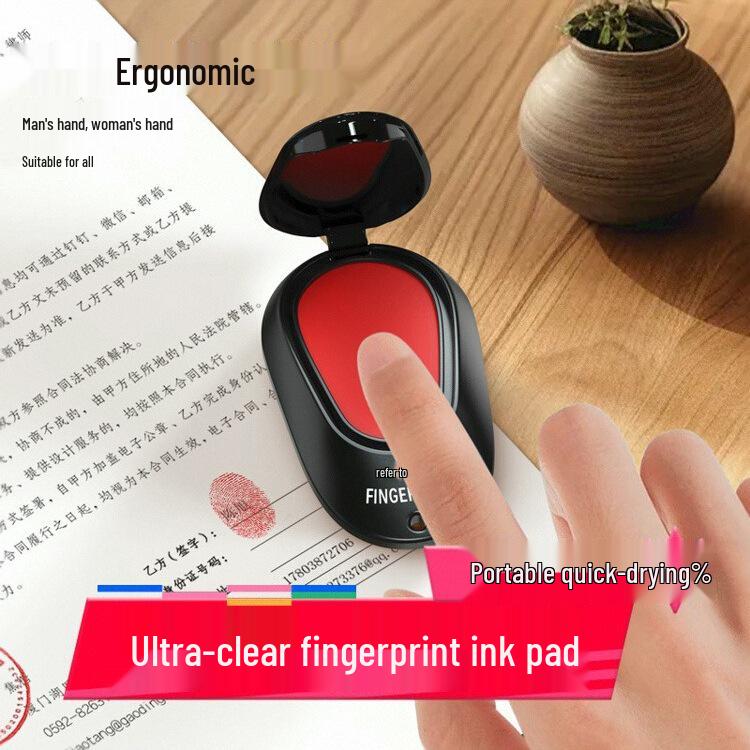 Schnelltrocknendes rotes Handabdruck-Stempelkissen - Tragbar und klein