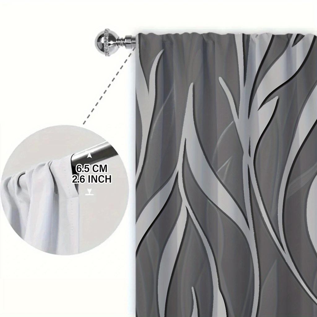 2 pièces Rideau Imprimé Gris Foncé pour Décoration Intérieure - Traitement de Fenêtre à Pattes pour Chambre, Bureau, Cuisine, Salon et Bureau