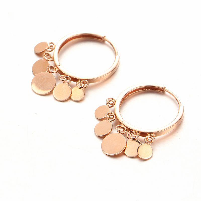 Pure Purple Gold Shiny Disc Plated Rose Gold Color Gold Personality Generous Temperament Earrings