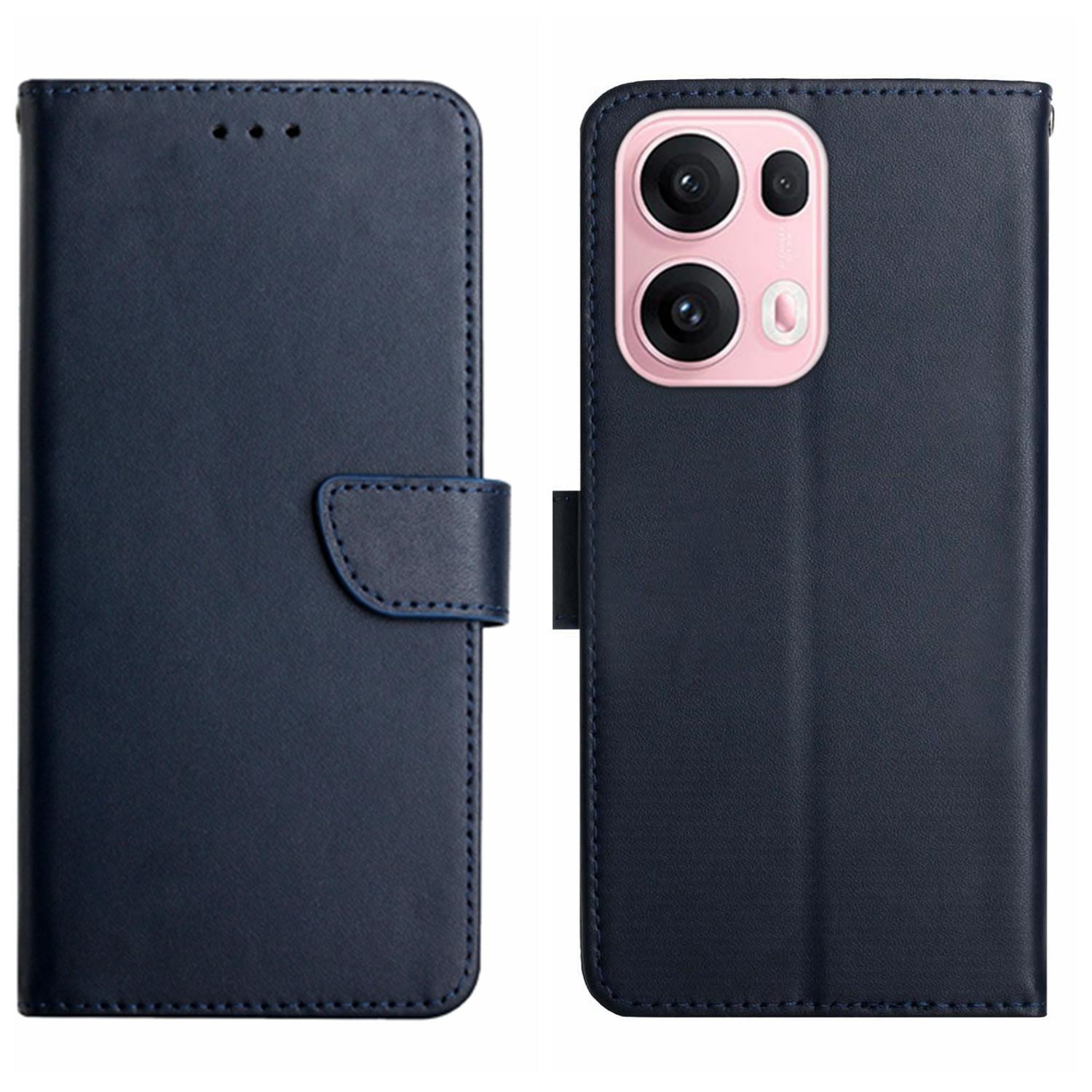 

For Oppo Reno13 Pro 5G Case Genuine Cow Leather Phone Cover Nappa Texture Blue