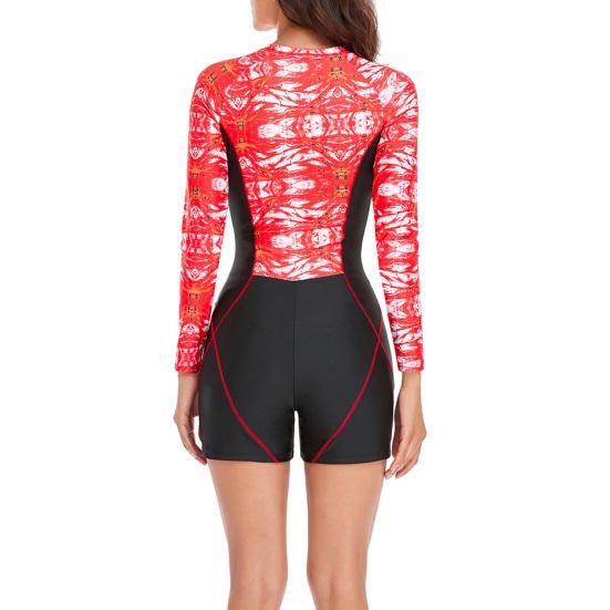 Dámské jednodílné plavky UPF 50+ ochrana proti slunci zip s dlouhým rukávem potápěčský oblek ke kolenům design plavky