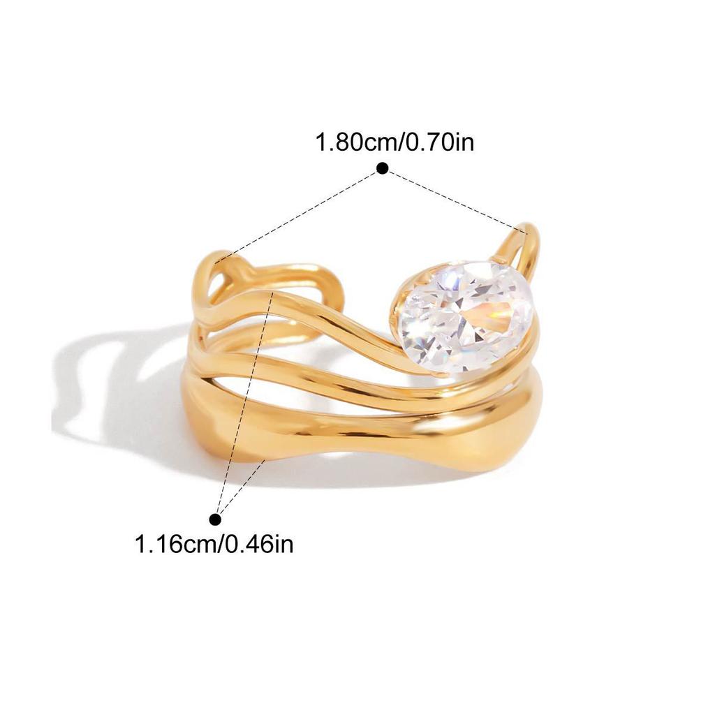 Yori Statement Stainless Steel Delicate Shiny Cubic Zirconia Ring High Quality 18K Gold PVD Plated Finger Jewelry Gift