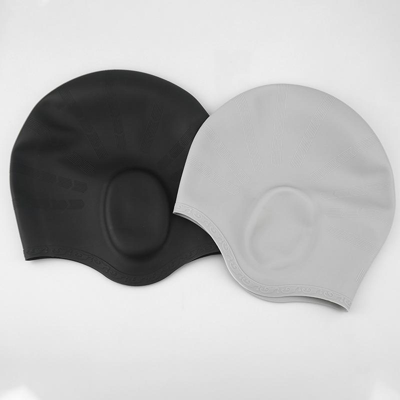 Long Hair Waterproof Silicone Swim Cap with Ear Protection for Men & Women