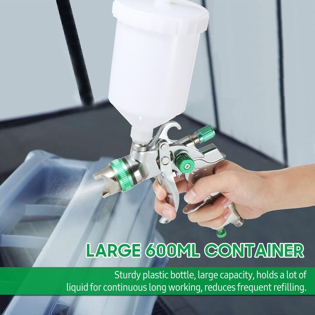 Gravity Feed Air Spray Machine Pressure Gauge HVLP Paint Sprayer with 600ML Cup 1.4mm 1.7mm 2.0mm