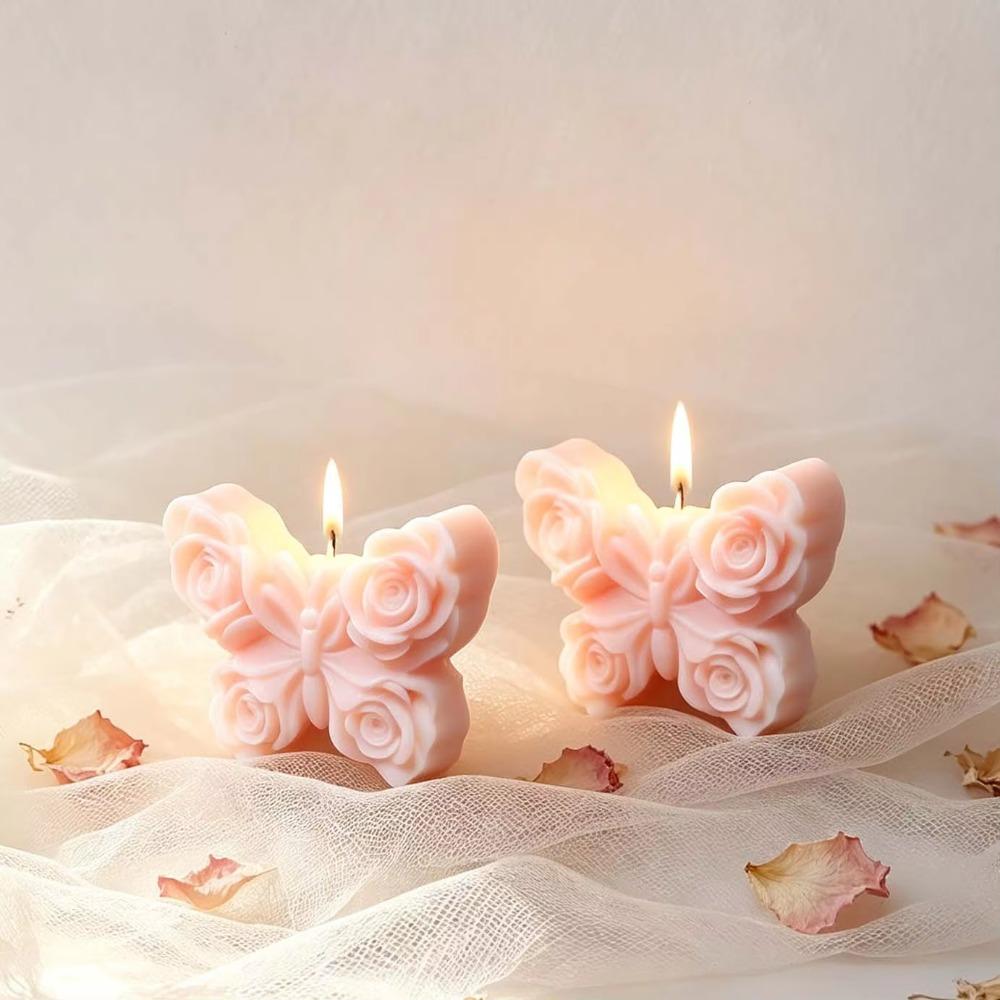 1pc DIY Silicone Candle Mold Flower Relief Rose Butterfly Mold Aroma Candle Plaster