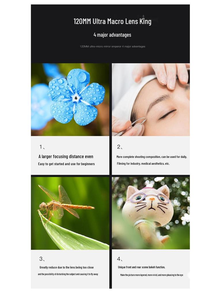 Motor Weisen HD Mobile Macro Lens for Jewelry, Flowers, Nail Art, and Eyelash Photography