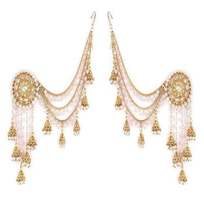 Fashion Latest Stylish Fancy Gold Plated Bahubali Traditional Jhumka Jhumki Ear Chain Earring for Women & Girls