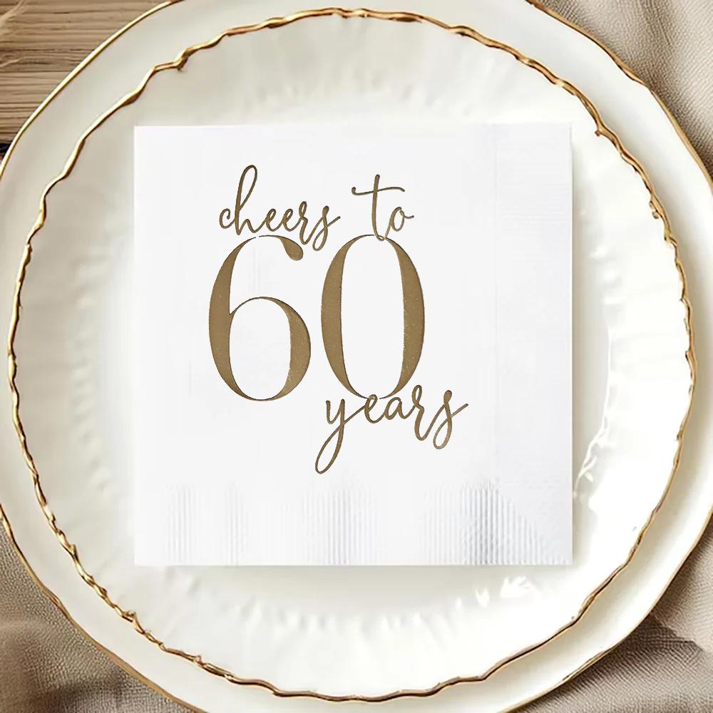 Prost auf 60 Jahre Servietten 60. Geburtstagsfeier Partyzubehör Geschenk Mittagessen Dinnerparty Tischdeko Papierservietten