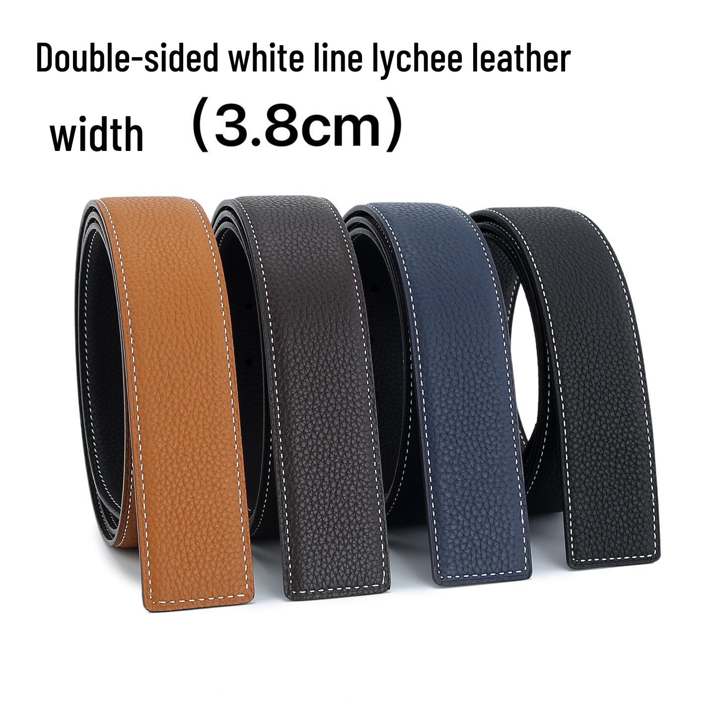

Men s Reversible 3.8cm Pure Cowhide Leather Belt - Versatile, Casual, No Buckle Included 105 cm темно-синього кольору