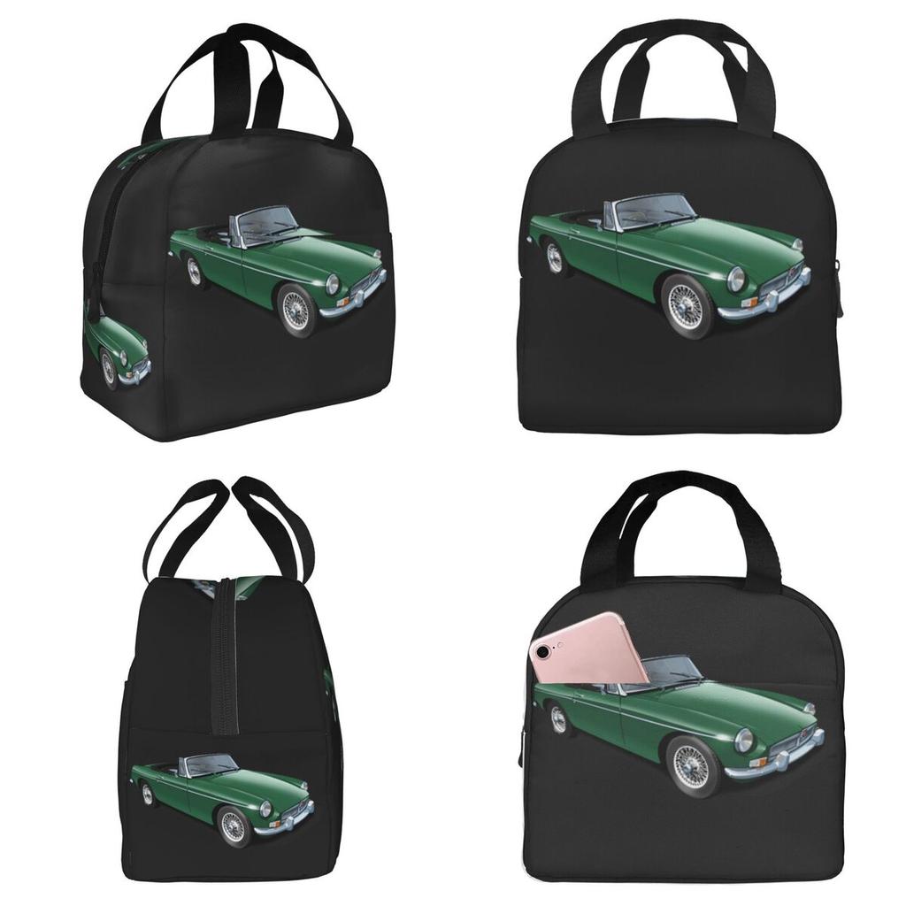 MGB Roadster In British Racing Green Insulated Lunch Bag for Women Cooler Thermal Food Box Tote Leakproof Lunch Boxes Container