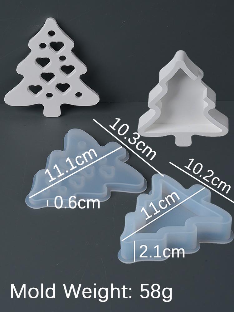 Christmas Hollow Silicone Mold DIY Heart Tree Atmosphere Light Ornament Casting Molds Plaster Resin Craft Making Home Party Deco