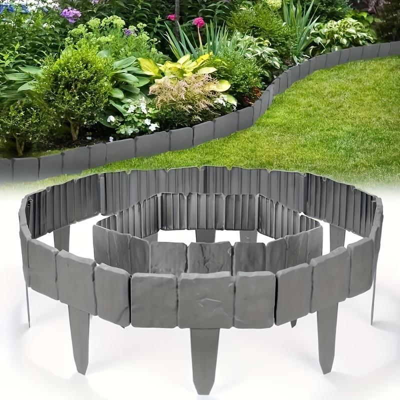 8/12/16pcs Garden Landscape Edging Borders Insert Plastic Imitation Stone Effect Fence DIY Lightweight for Outdoor Patio Balcony Yard
