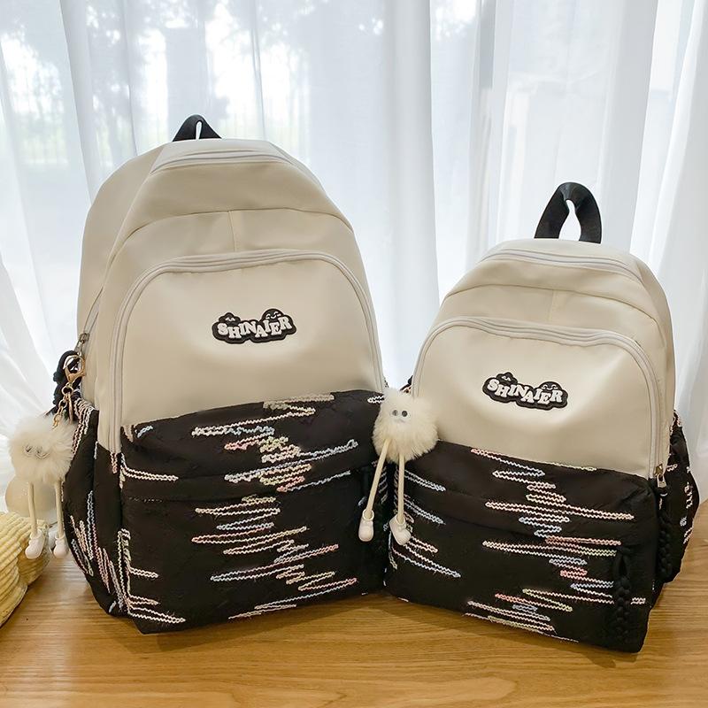 Schoolbag for Children Elementary School Students  Girls Striped Junior High School Students Small Backpack